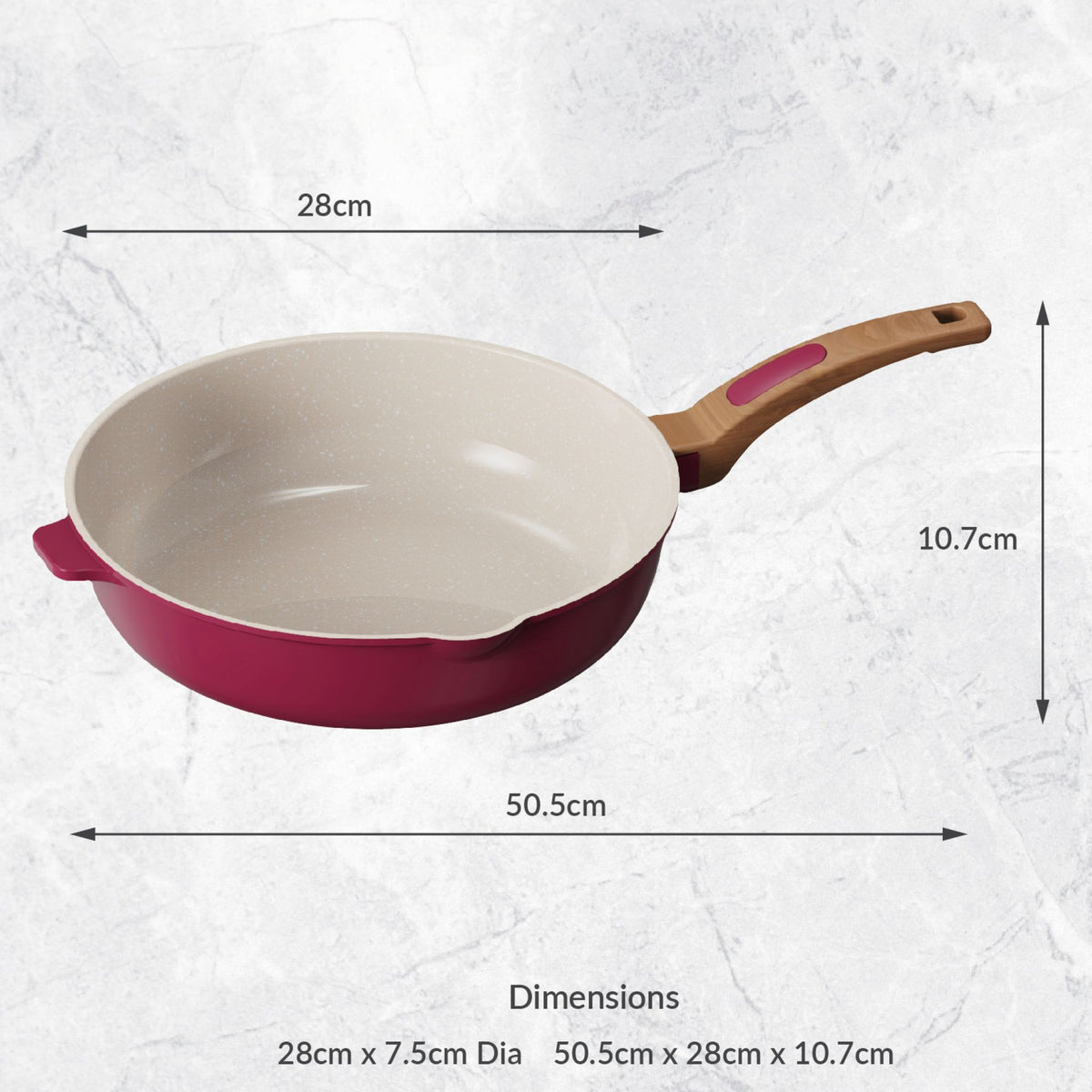 Deep Frying Pan Red - Deep Frying Pan 28CM Raspberry Sterling Home 2