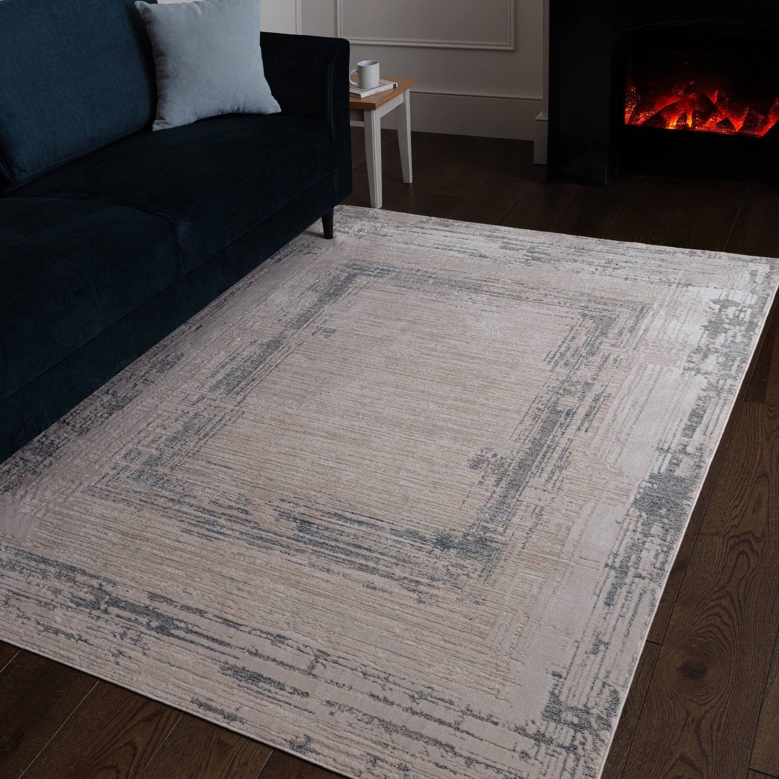 Amari Blue Square Rug - AN07 120 x 160cm - 120cm x 160cm