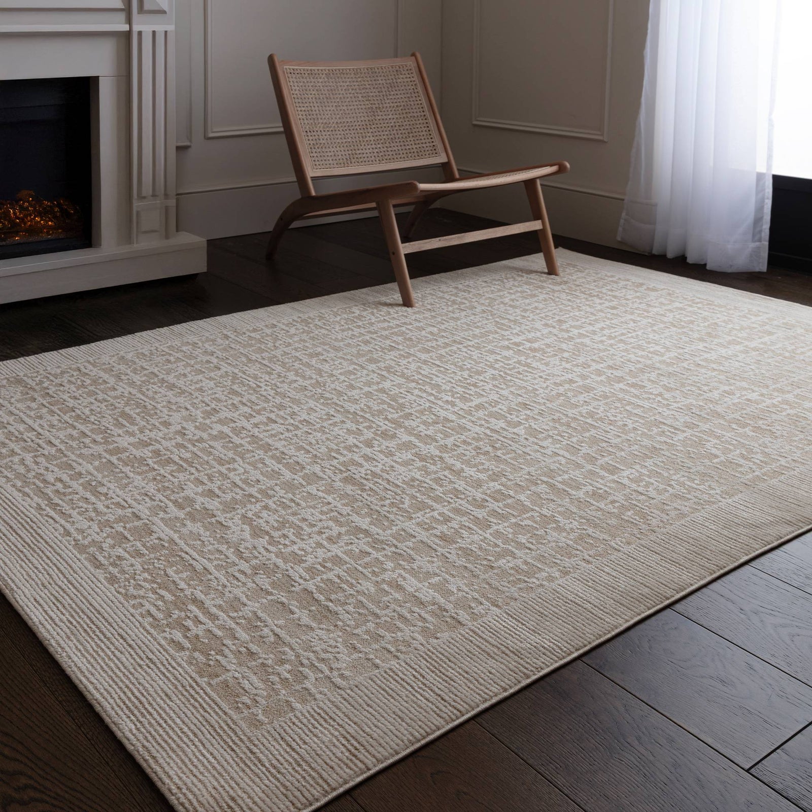 Amari Beige Grid Rug - AN10 120 x 160cm - 120cm x 160cm