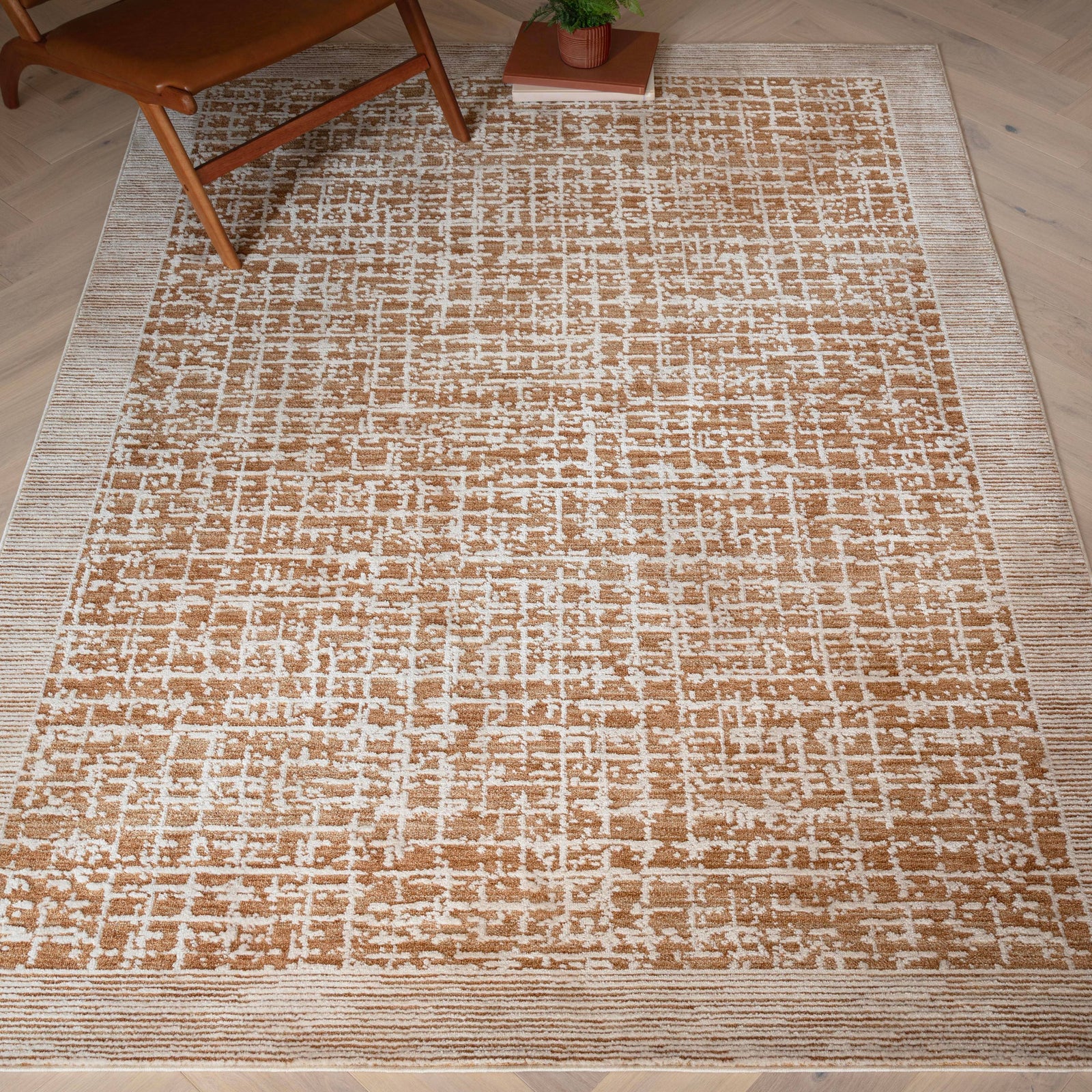 Amari Orange Grid Rug - AN11 120 x 160cm - 120cm x 160cm