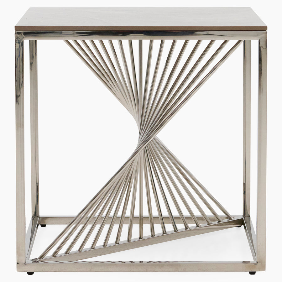 Atalanta Side Table - End Table Sintered Stone / Stainless Steel Tables Sterling Home 1
