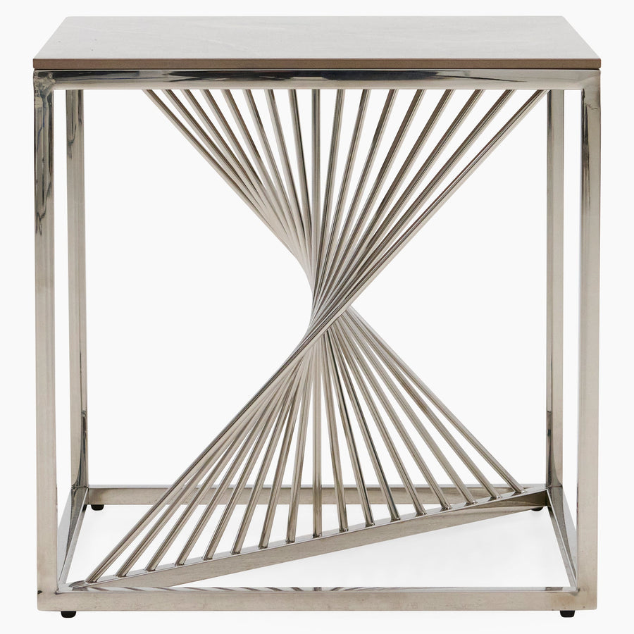 Atalanta Side Table - End Table Glass / Stainless Steel Sterling Home 1