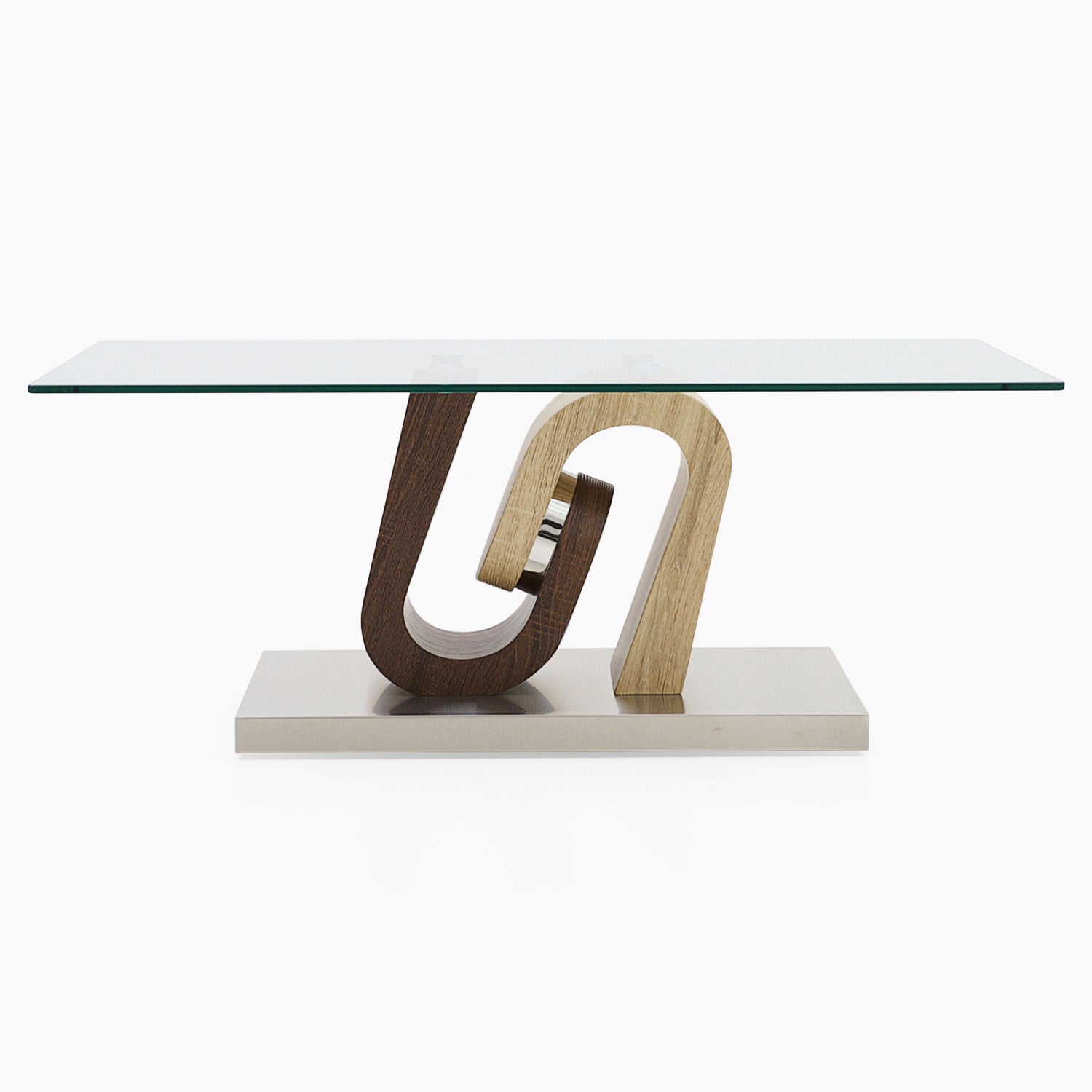 Atlas Coffee Table - Coffee Table Walnut/Stainless Steel/Clear Glass Sterling Home 1