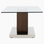 Atlas Coffee Table - Coffee Table Walnut/Stainless Steel/Clear Glass
