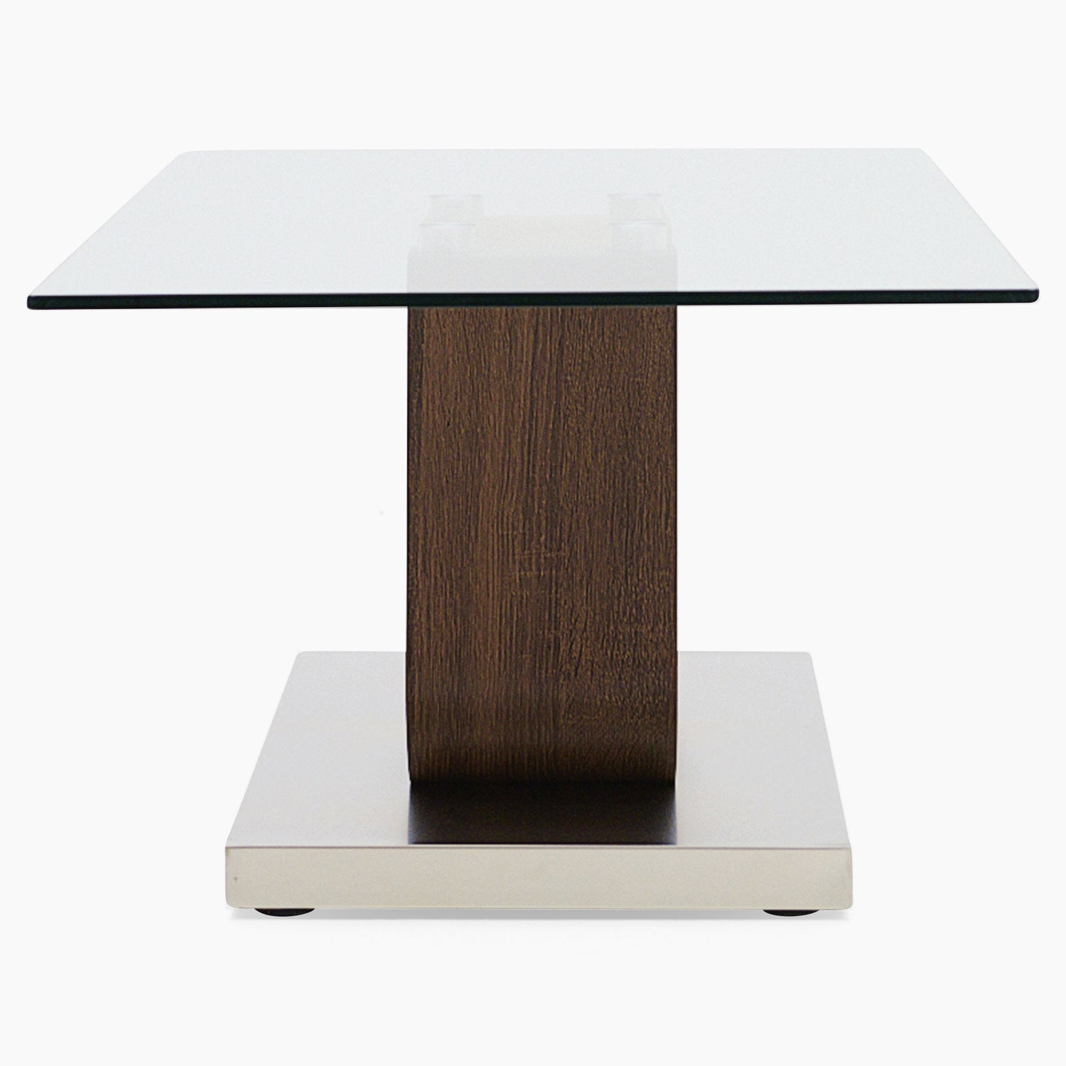 Atlas Coffee Table - Coffee Table Walnut/Stainless Steel/Clear Glass