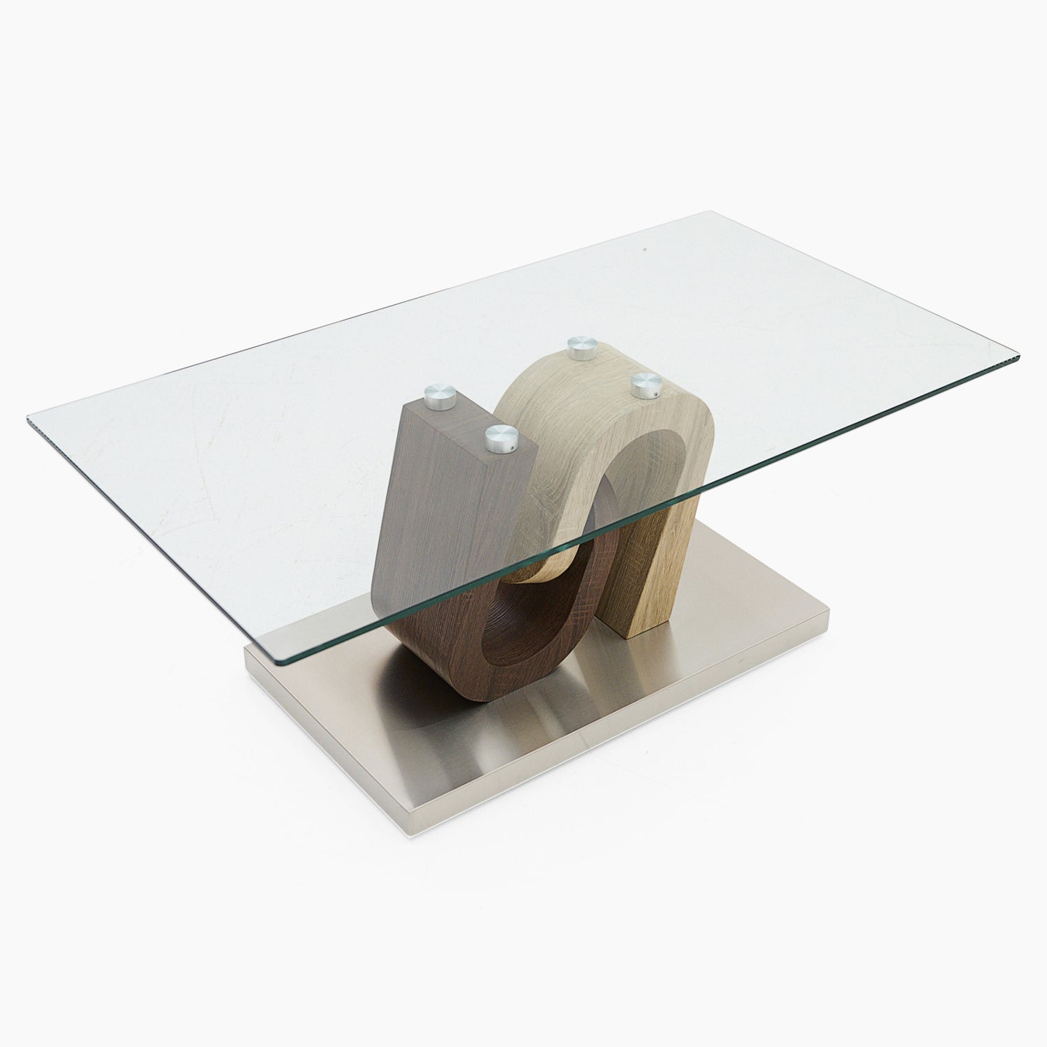 Atlas Coffee Table - Coffee Table Walnut/Stainless Steel/Clear Glass Sterling Home 4