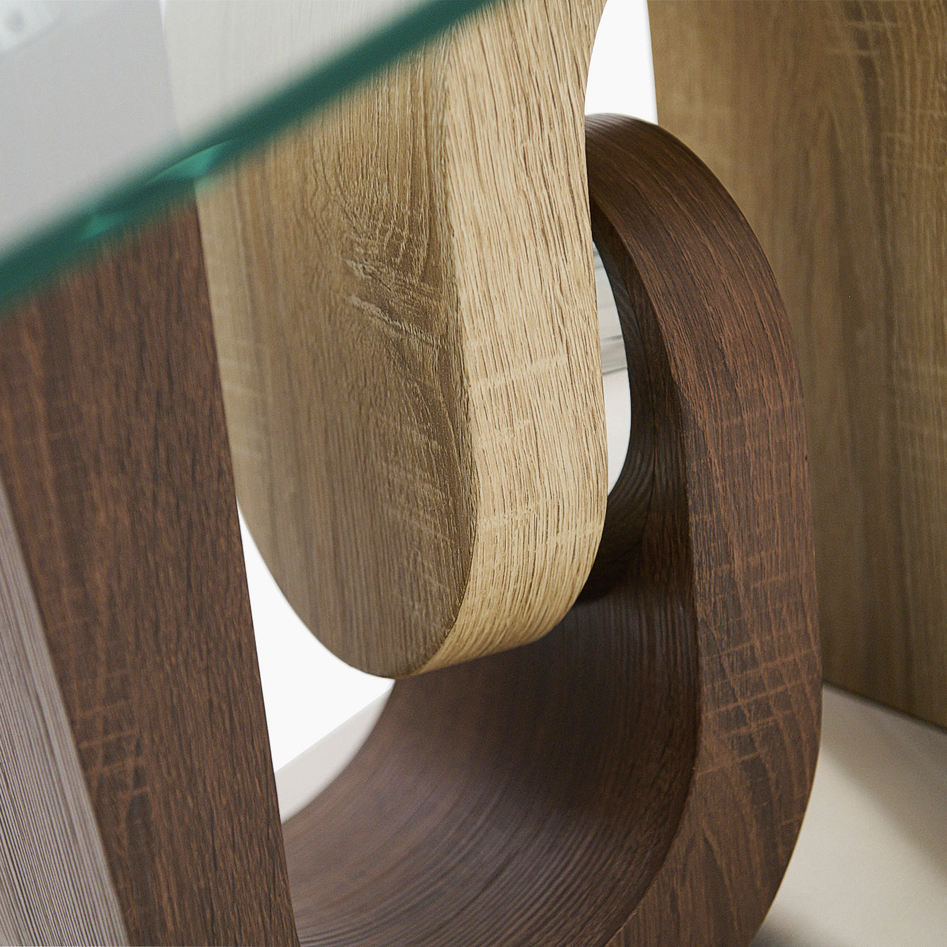 Atlas Coffee Table - Coffee Table Walnut/Stainless Steel/Clear Glass