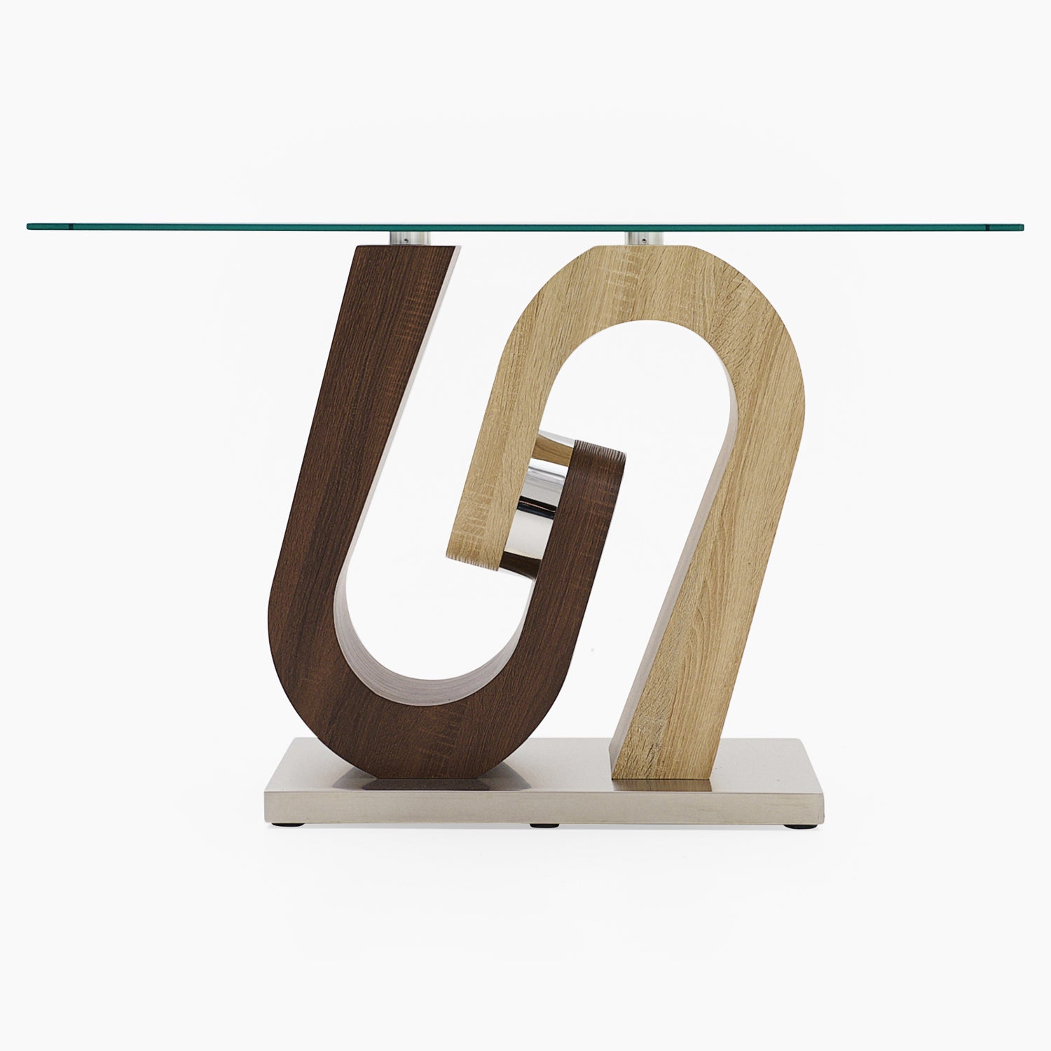 Atlas Sofa Table - Sofa Table Walnut/Stainless Steel/Clear Glass