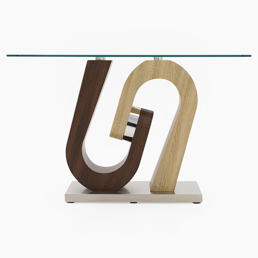 Atlas Sofa Table - Sofa Table Walnut/Stainless Steel/Clear Glass