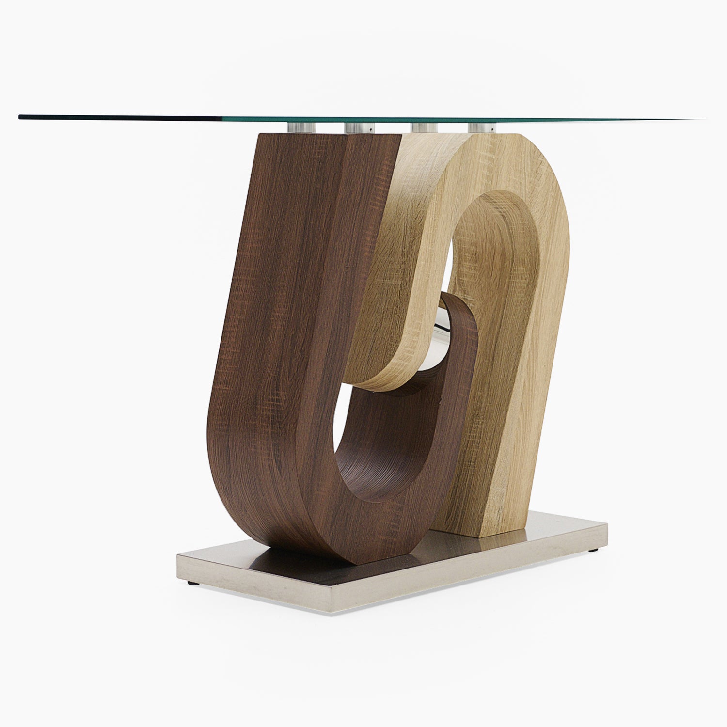 Atlas Sofa Table - Sofa Table Walnut/Stainless Steel/Clear Glass