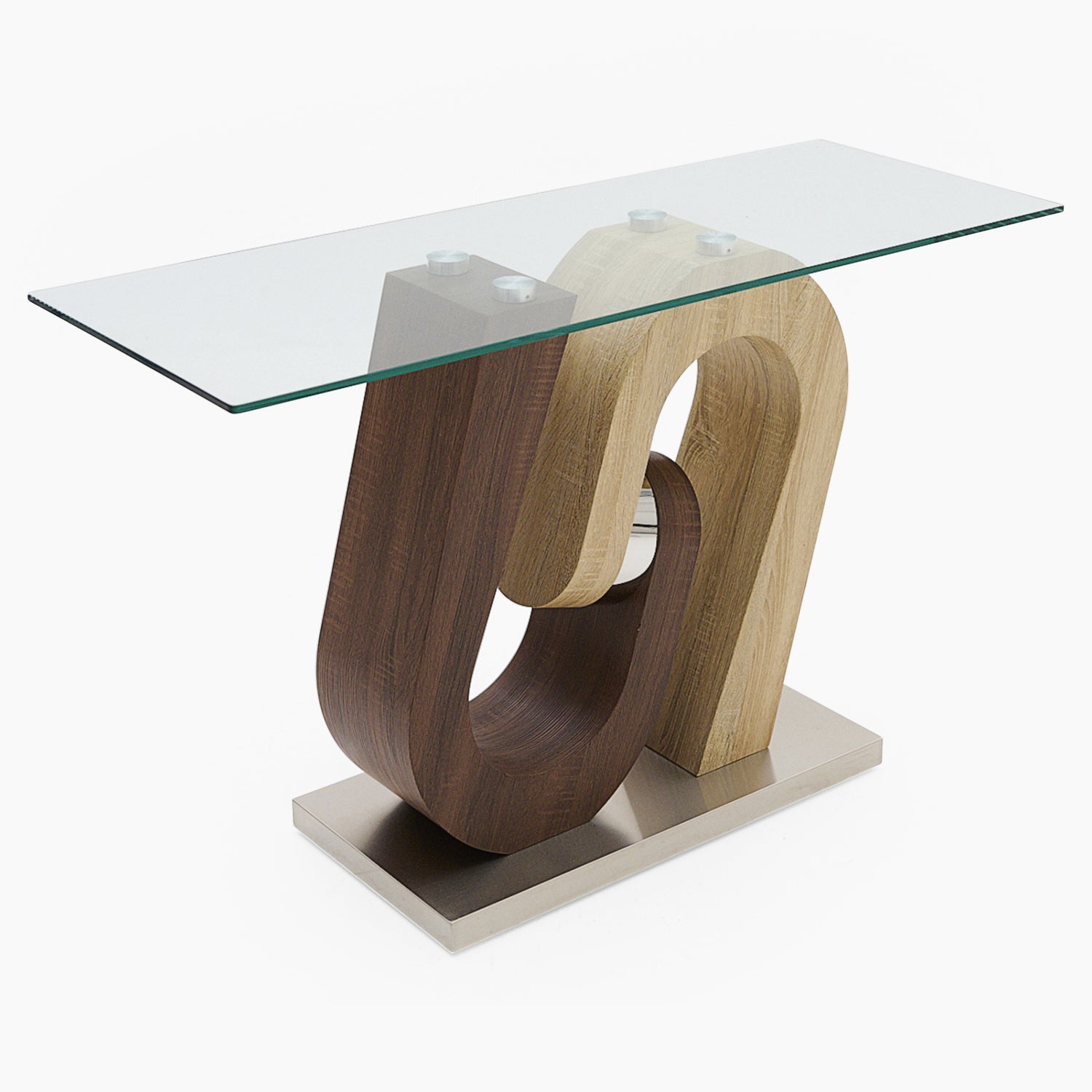 Atlas Sofa Table - Sofa Table Walnut/Stainless Steel/Clear Glass