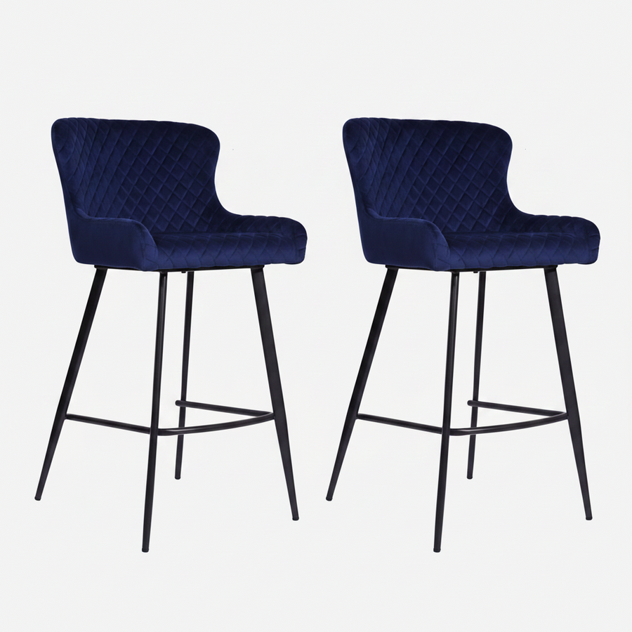 Avalon Pair of Blue Velvet Bar Stools - Bar Stool - Pair Blue Velvet Sterling Home 1