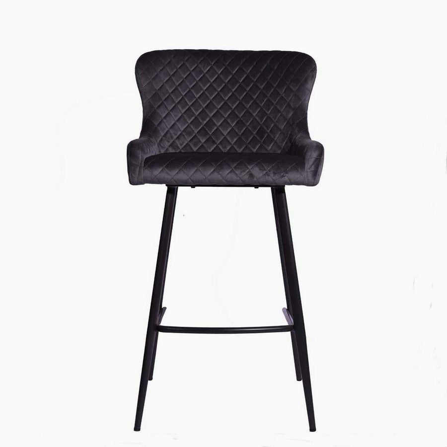 Avalon Pair of Grey Velvet Bar Stools - Bar Stool - Pair Grey Velvet Sterling Home 2