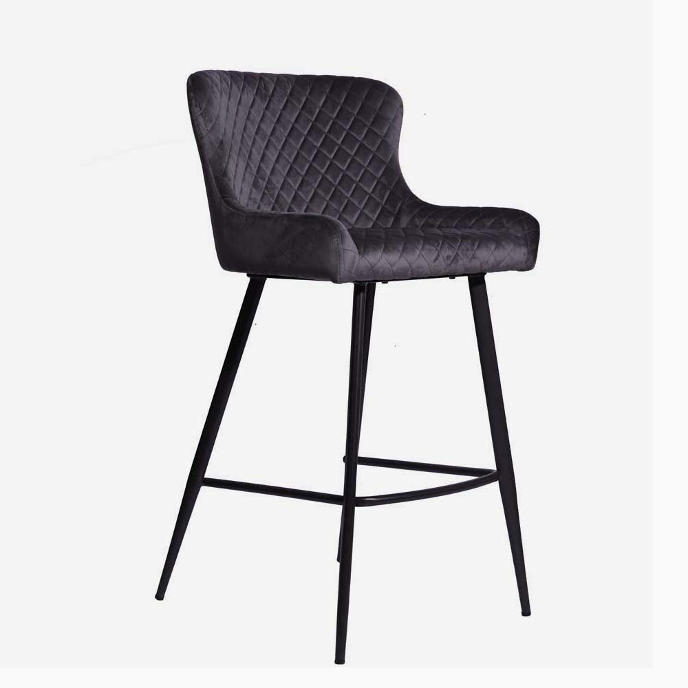 Avalon Pair of Grey Velvet Bar Stools - Bar Stool - Pair Grey Velvet Sterling Home 3