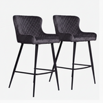 Avalon Pair of Grey Velvet Bar Stools - Bar Stool - Pair Grey Velvet Sterling Home 1