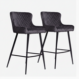 Avalon Pair of Grey Velvet Bar Stools