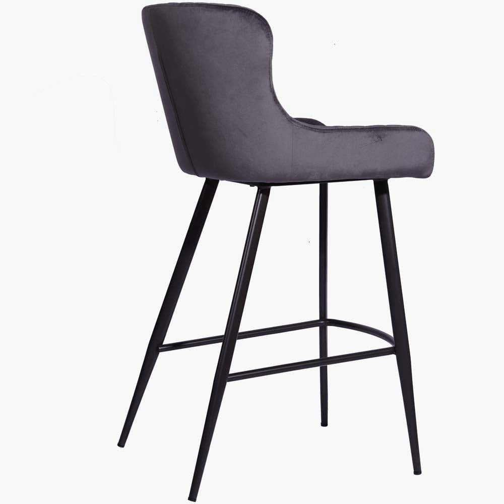 Avalon Pair of Grey Velvet Bar Stools - Bar Stool - Pair Grey Velvet Sterling Home 4