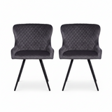 Avalon Pair of Grey Velvet Dining Chairs