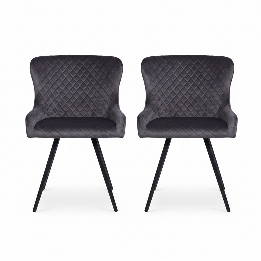 Avalon Pair of Grey Velvet Dining Chairs - Dining Chair - Pair Grey Velvet Sterling Home 1