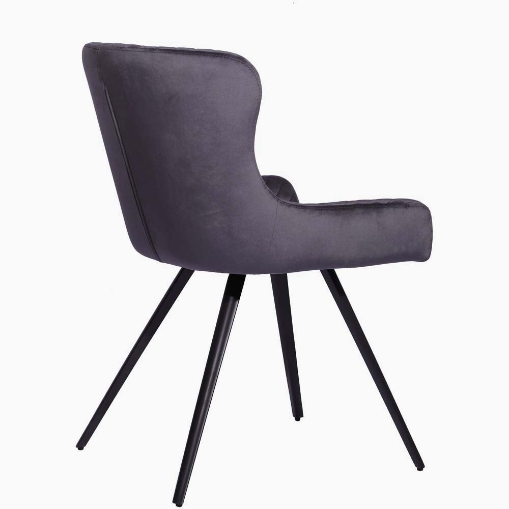 Avalon Pair of Grey Velvet Dining Chairs - Dining Chair - Pair Grey Velvet Sterling Home 4