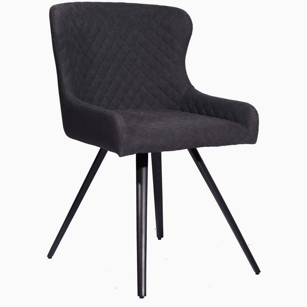 Avalon Pair of Grey Dining Chairs - Dining Chair - Pair Grey Leather Look Sterling Home 2