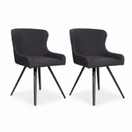 Avalon Pair of Grey Dining Chairs - Dining Chair - Pair Grey Leather Look Sterling Home 1