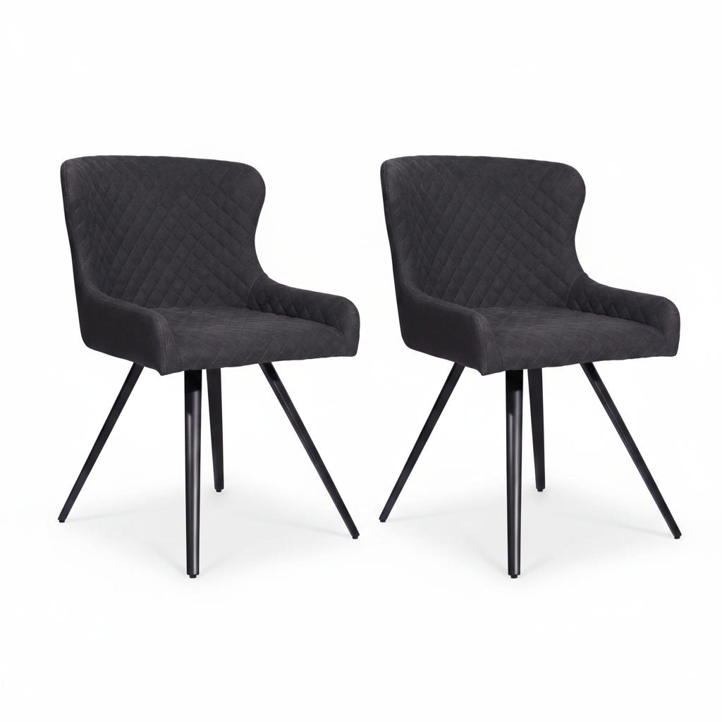 Avalon Pair of Grey Dining Chairs - Dining Chair - Pair Grey Leather Look Sterling Home 1