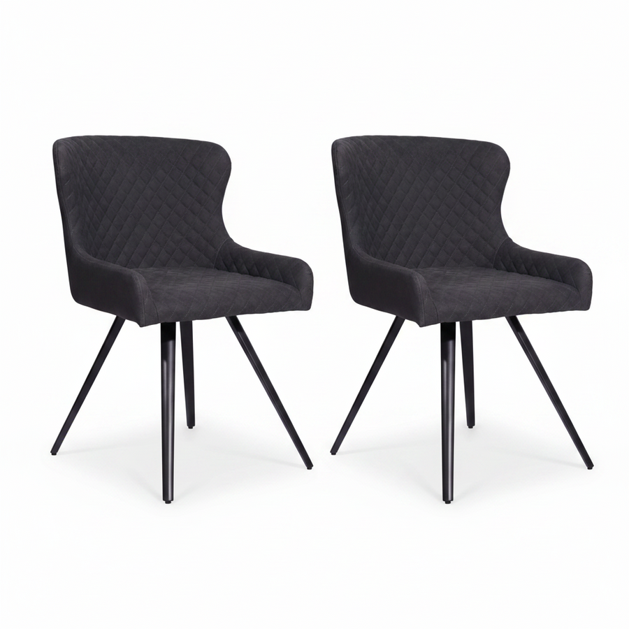 Avalon Pair of Grey Dining Chairs - Dining Chair - Pair Grey Leather Look Sterling Home 1