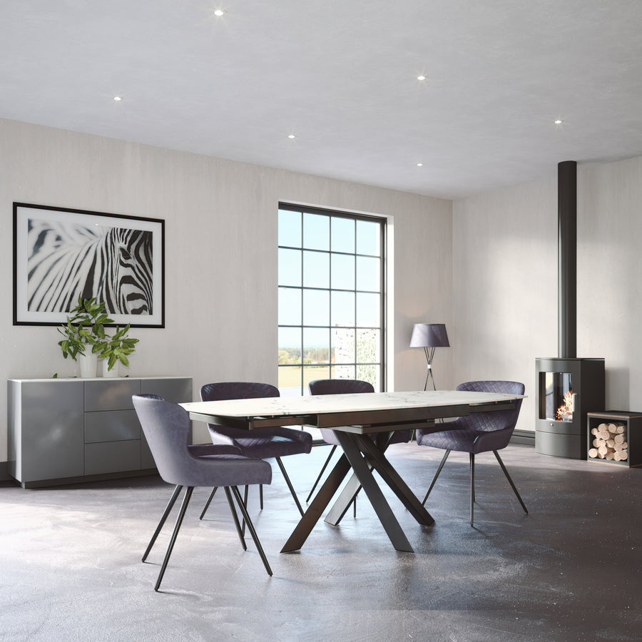 Avalon Extending Dining Table - Extending Dining Table 160/200cm Sintered Stone / Satin Grey Tables Sterling Home 2