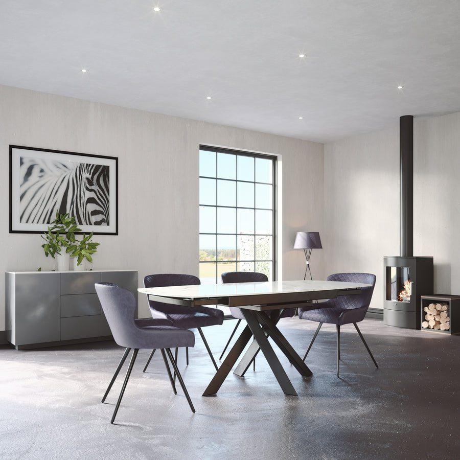 Avalon Motion Dining Table - Motion Dining Table 120/190cm Sintered Stone / Satin Grey - 120cm Tables Sterling Home 2