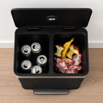 Matt Black Stainless Steel Double Kitchen Pedal Bin - Double Pedal Bin Matt Black 60L Sterling Home 3