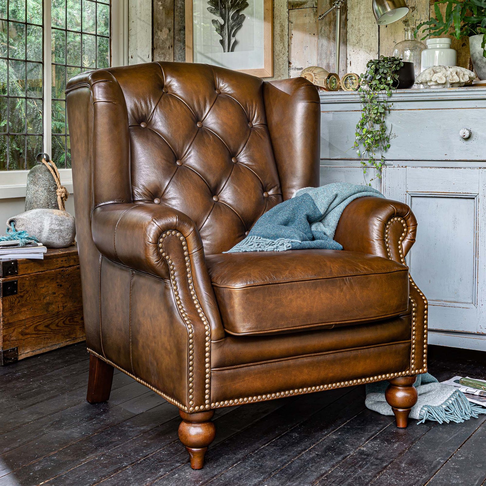 Buckingham Armchair - Buckingham Wing Chair Voyager Leather Armchairs Sterling Home 2