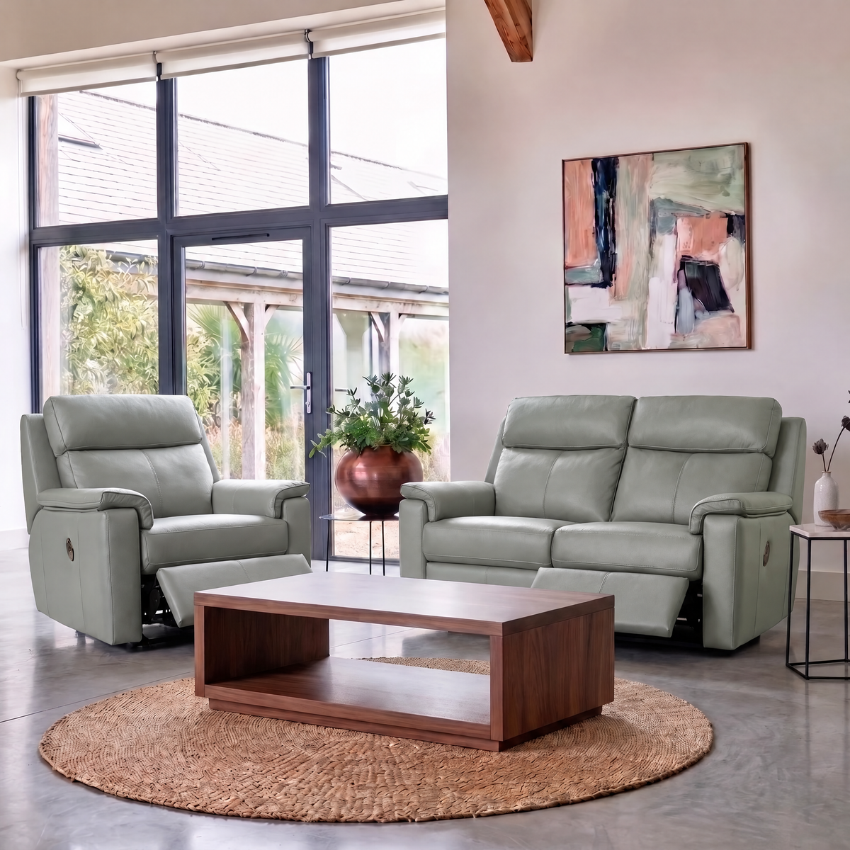 G Plan Ellis Small Recliner Sofa - Small Sofa Man Rec DBL Grade L - Manual Recliner — L842 Cambridge Grey, gallery image 1