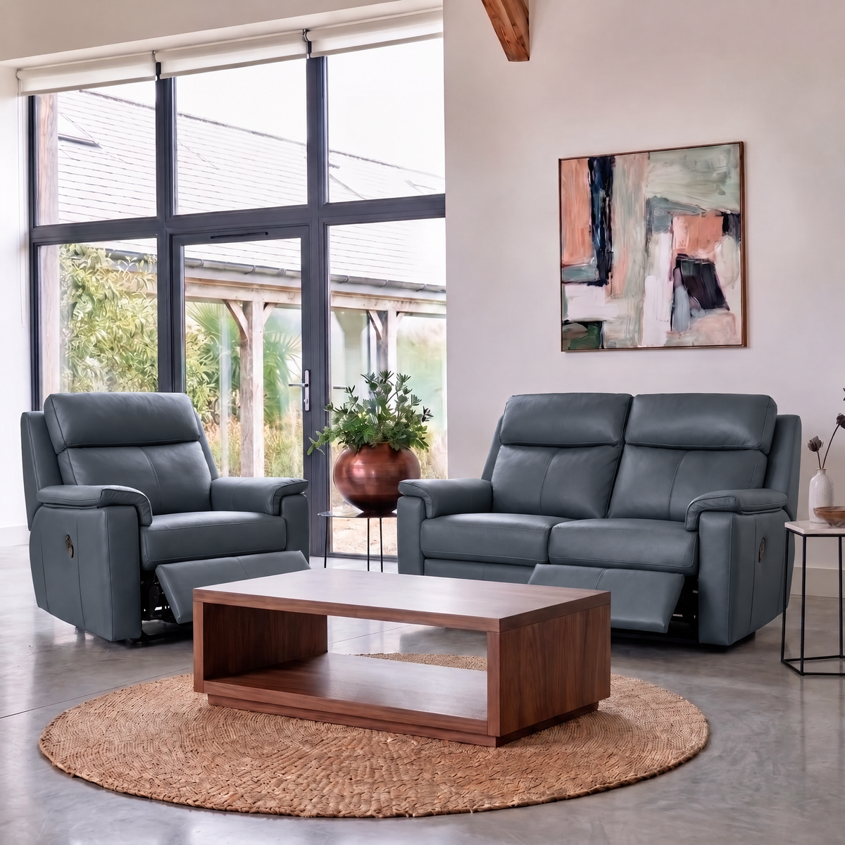 G Plan Ellis Small Recliner Sofa - Small Sofa Man Rec DBL Grade L - Manual Recliner — L851 Cambridge Navy, gallery image 1