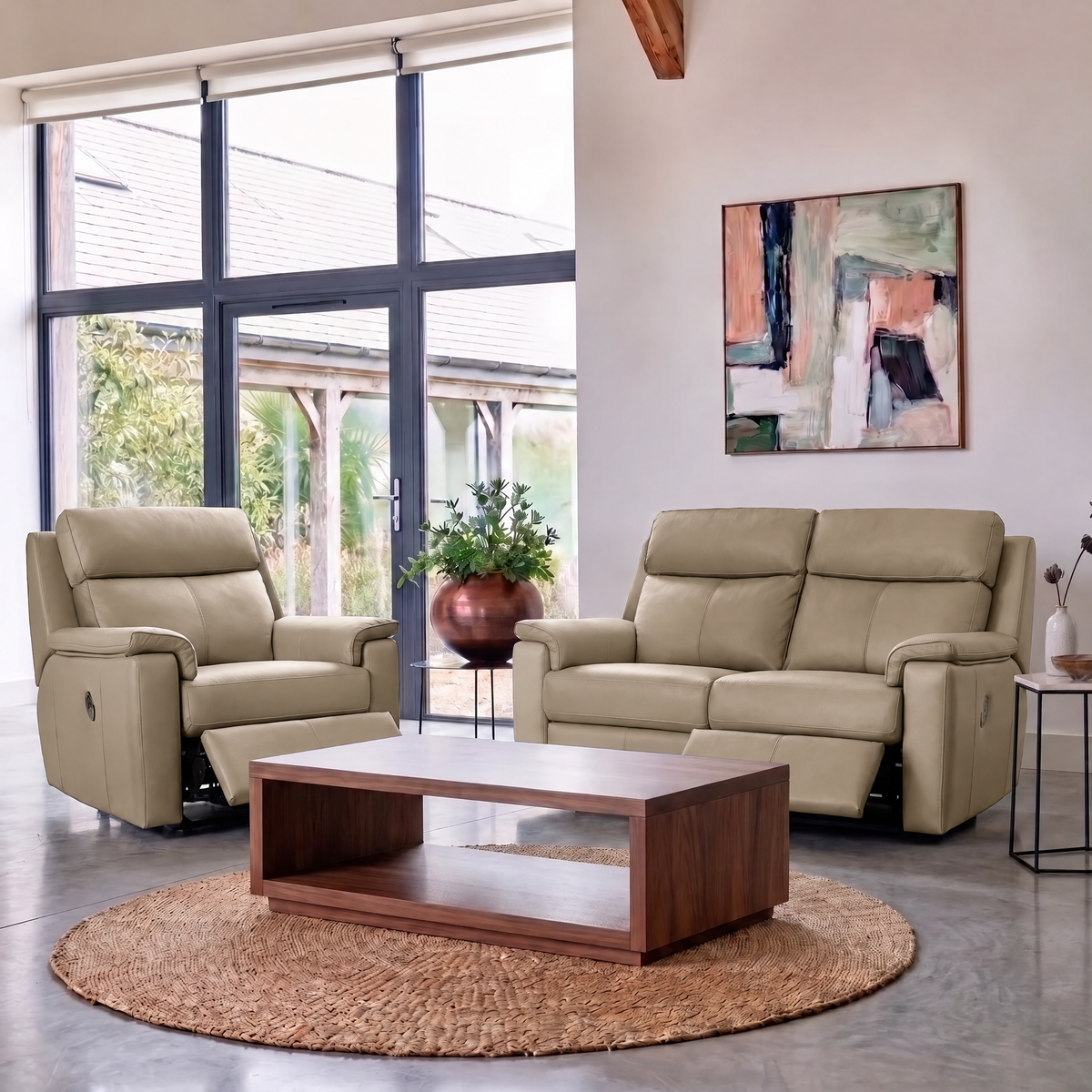 G Plan Ellis Small Recliner Sofa - Small Sofa Man Rec DBL Grade L - Manual Recliner — L844 Cambridge Plaster, gallery image 1