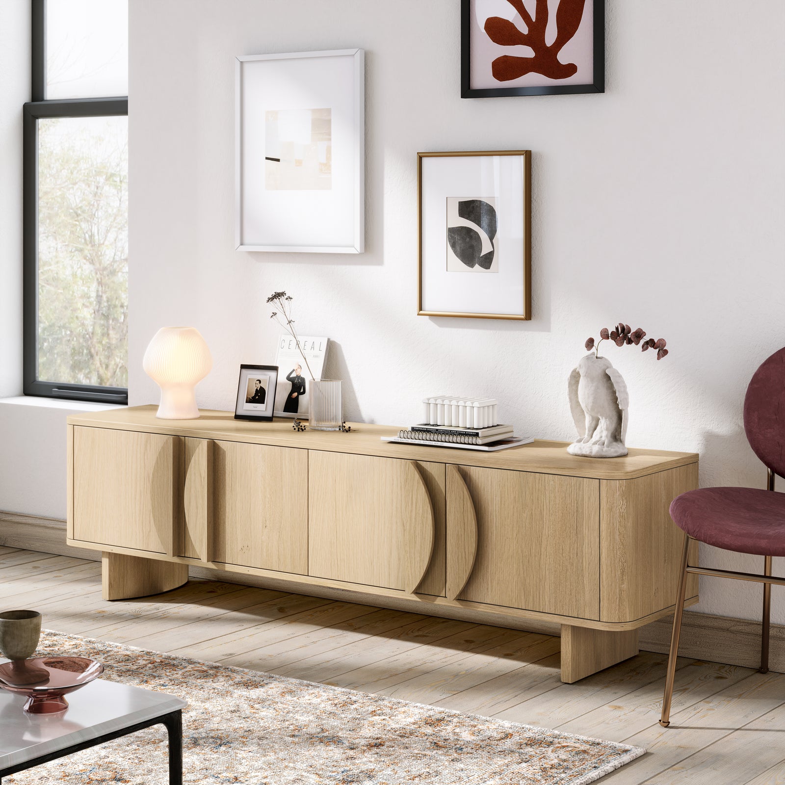 Camden Large TV Unit - Large Media Unit Light Oak Storage Sterling Home 2
