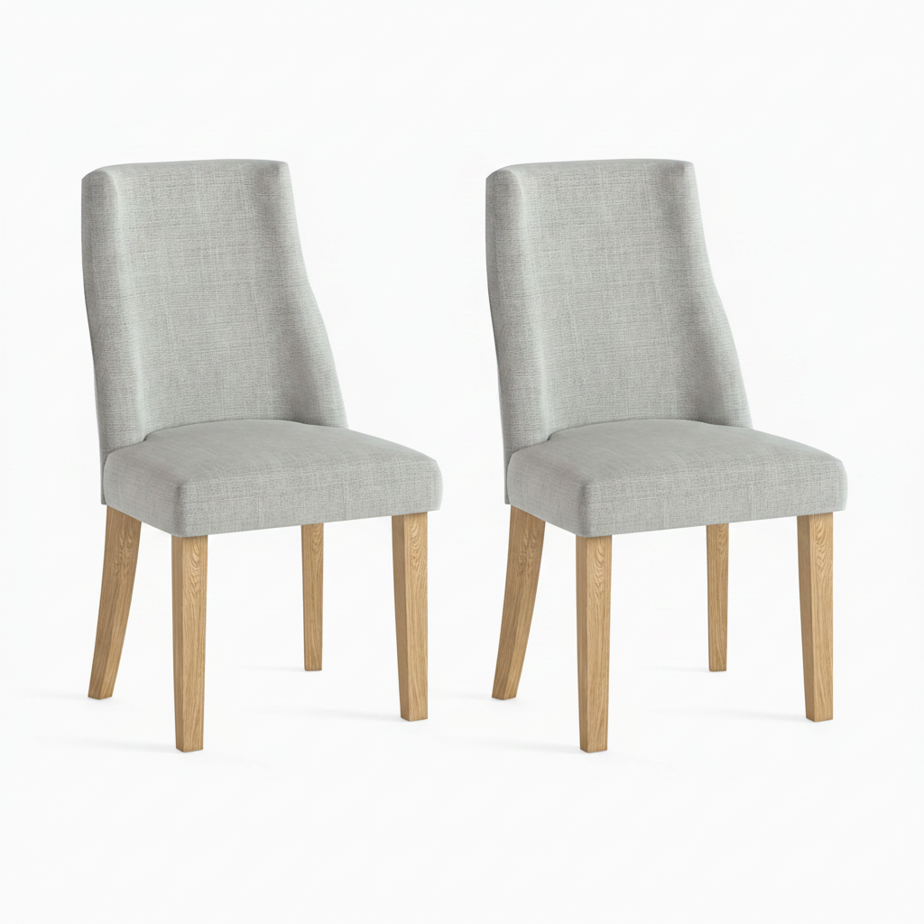 Luna Pair of Light Oak/Beige Dining Chairs - Luna Dining Chair - Pair Light Oak / Beige Sterling Home 1