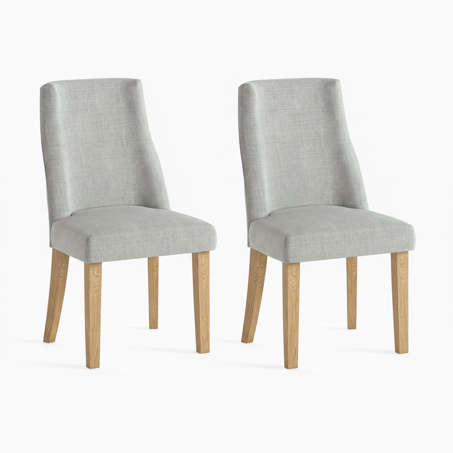 Luna Pair of Light Oak/Beige Dining Chairs - Luna Dining Chair - Pair Light Oak / Beige Sterling Home 1