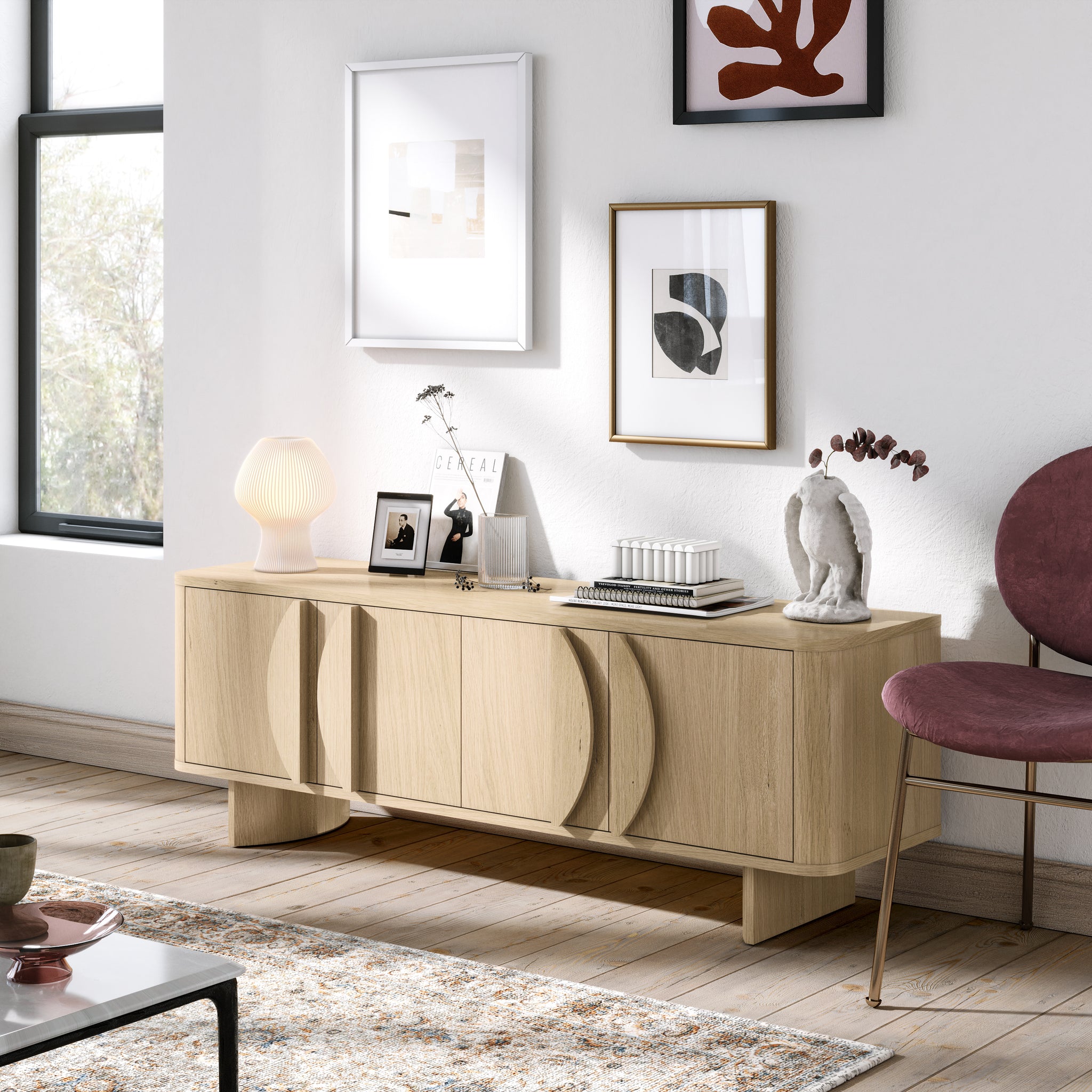 Camden TV Unit - Media Unit Light Oak Storage Sterling Home 2