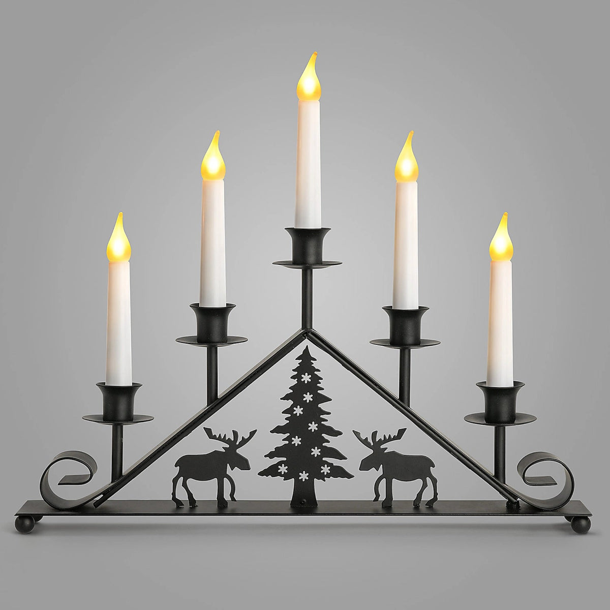Black Metal Candle Bridge With 5 LED 39CM - BO Lit Black Metal Candle Bridge With 5 LED 39CM Sterling Home 3