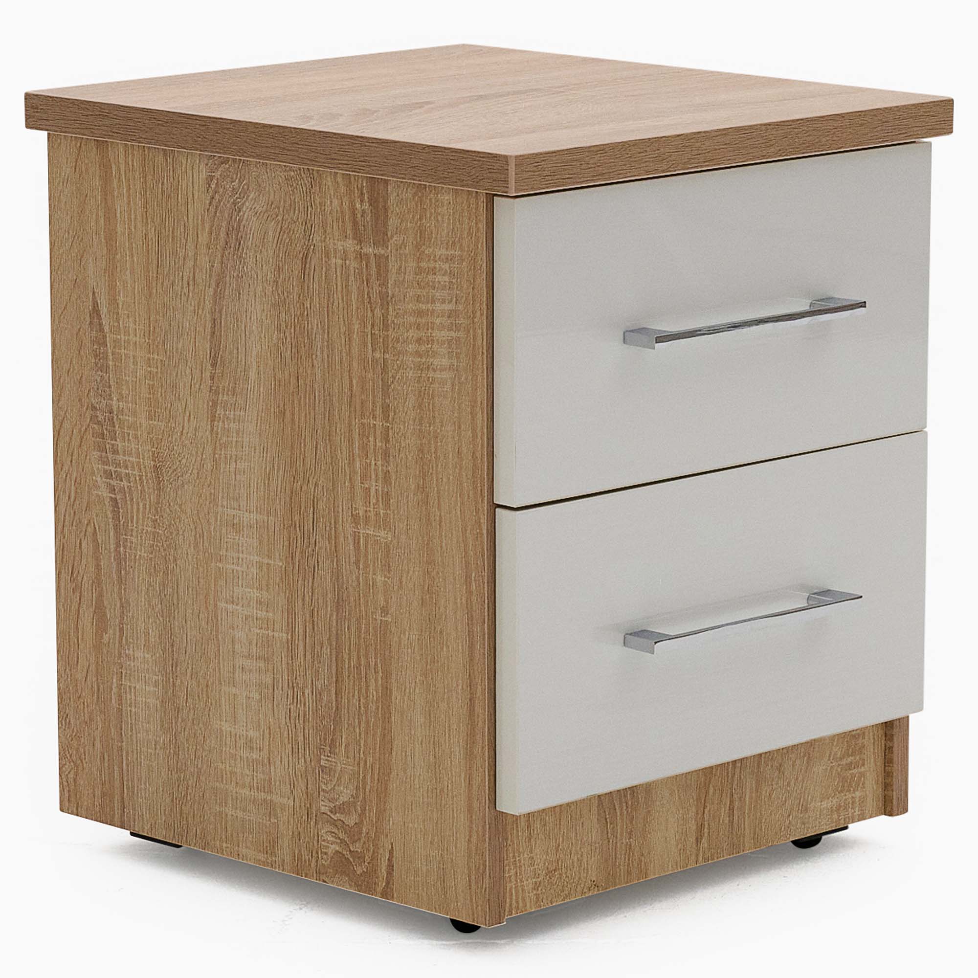 Catania Gloss 2 Drawer Bedside Cabinet - 2 Drawer Bedside Storage Sterling Home 3