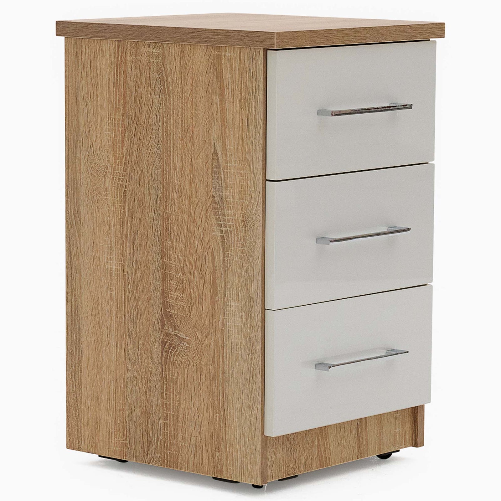 Catania Gloss 3 Drawer Bedside Cabinet - 3 Drawer Bedside Sterling Home 1