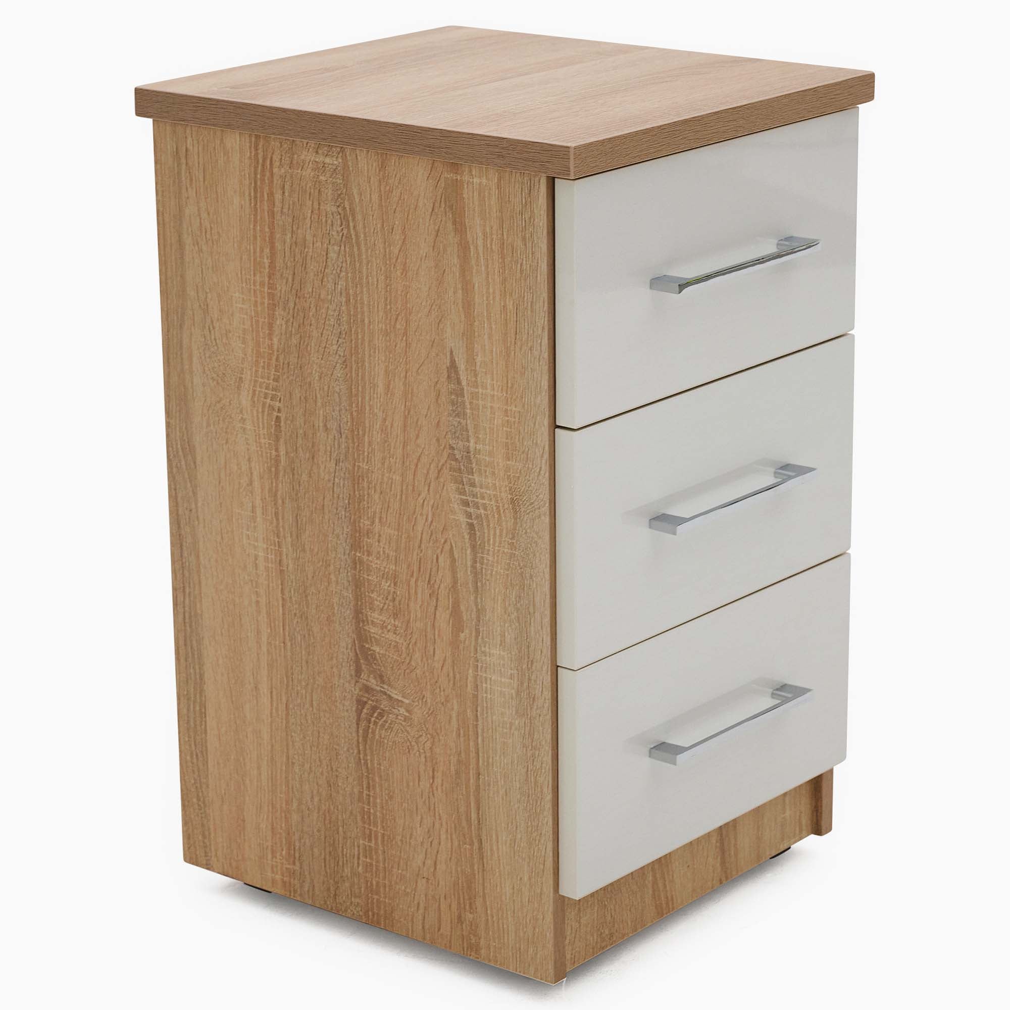 Catania Gloss 3 Drawer Bedside Cabinet - 3 Drawer Bedside Storage Sterling Home 7