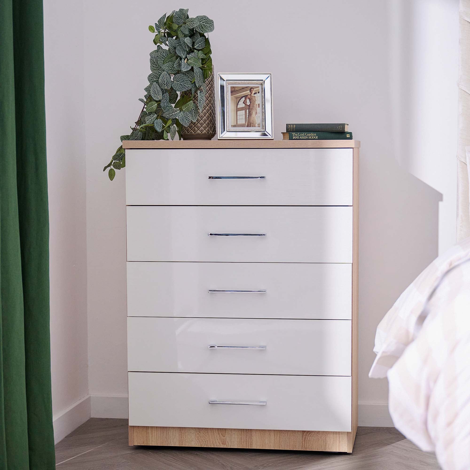 Catania Gloss 5 Drawer Cabinet - 5 Drawer Chest Storage Sterling Home 2