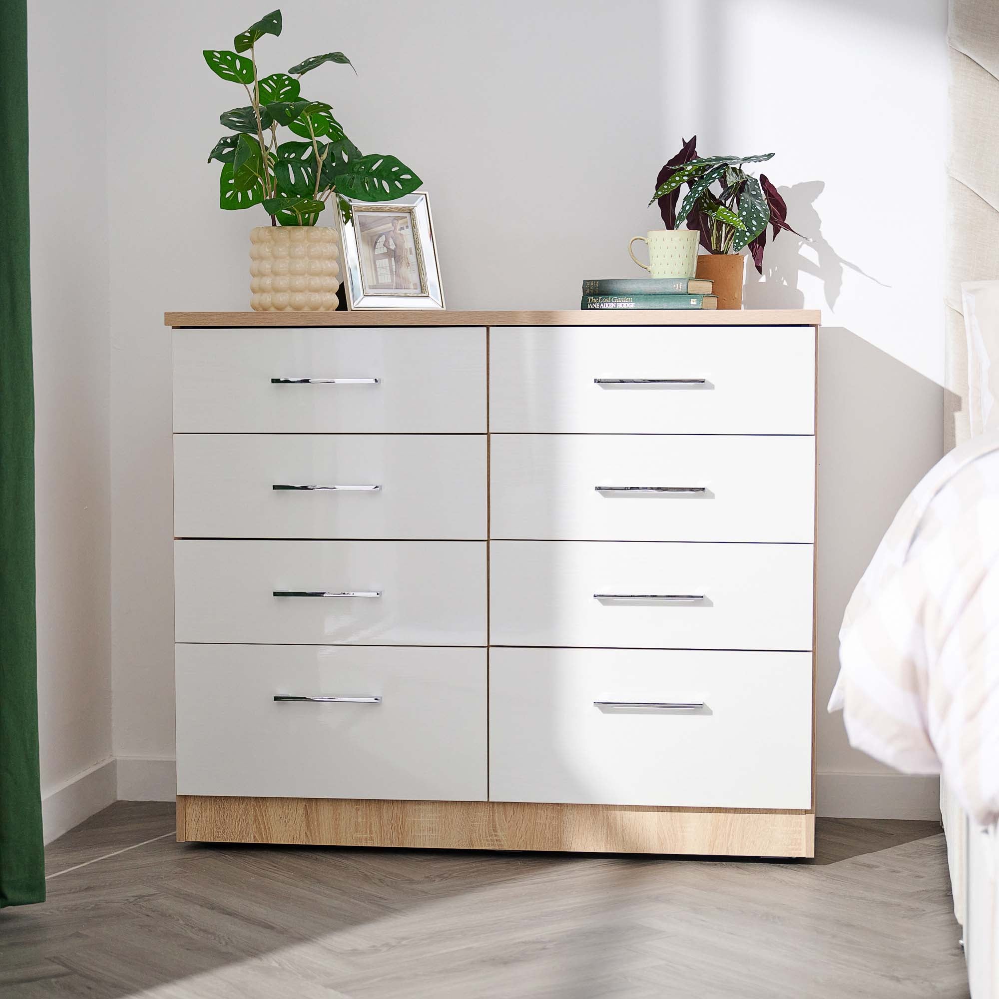 Catania Gloss 8 Drawer Twin Cabinet - 8 Drawer Twin Chest Storage Sterling Home 2