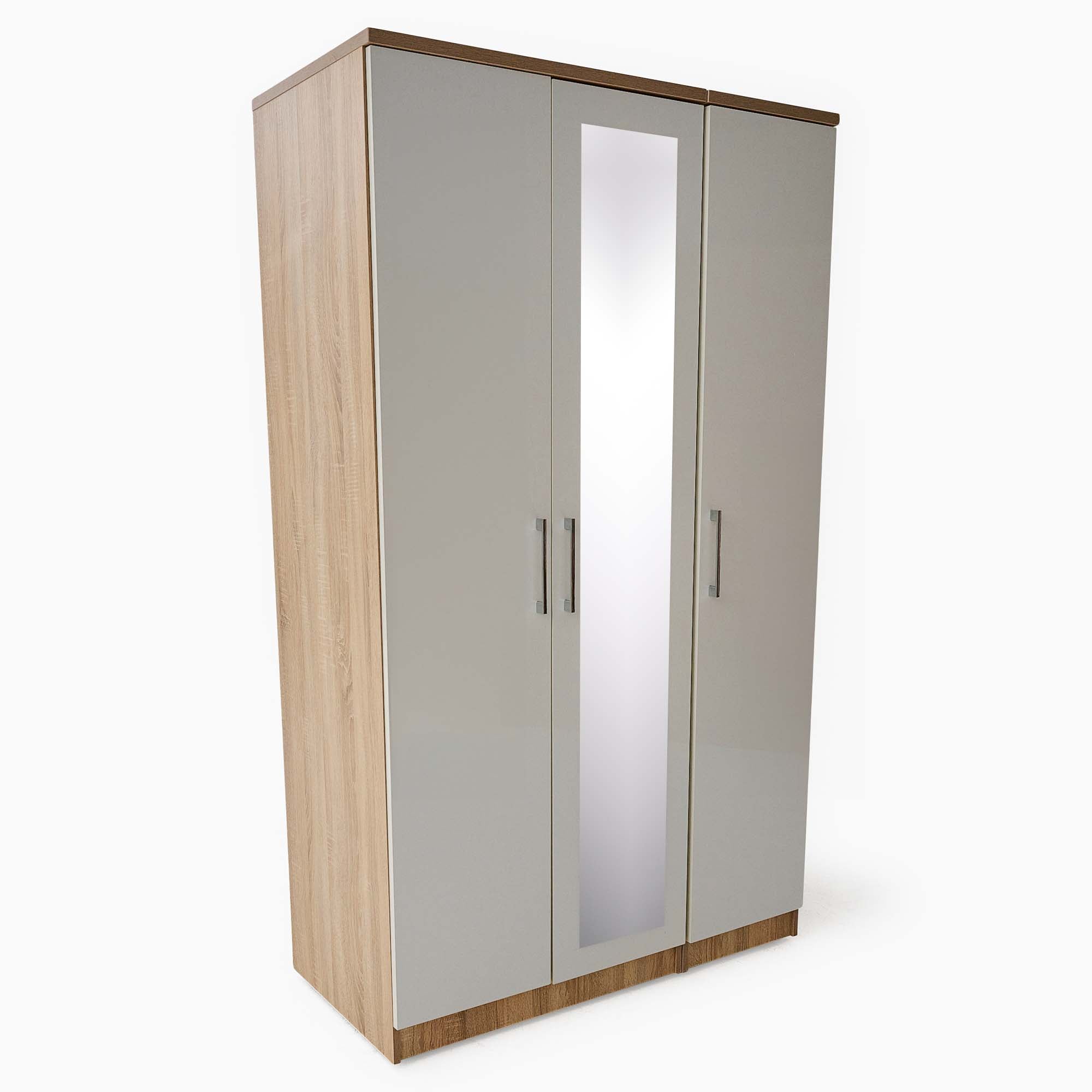 Catania Mirror Wardrobe - Triple Robe with Centre Mirror Storage Sterling Home 7