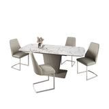 Celestia Large Champagne Extending Dining Table & 4 Dining Chairs Set