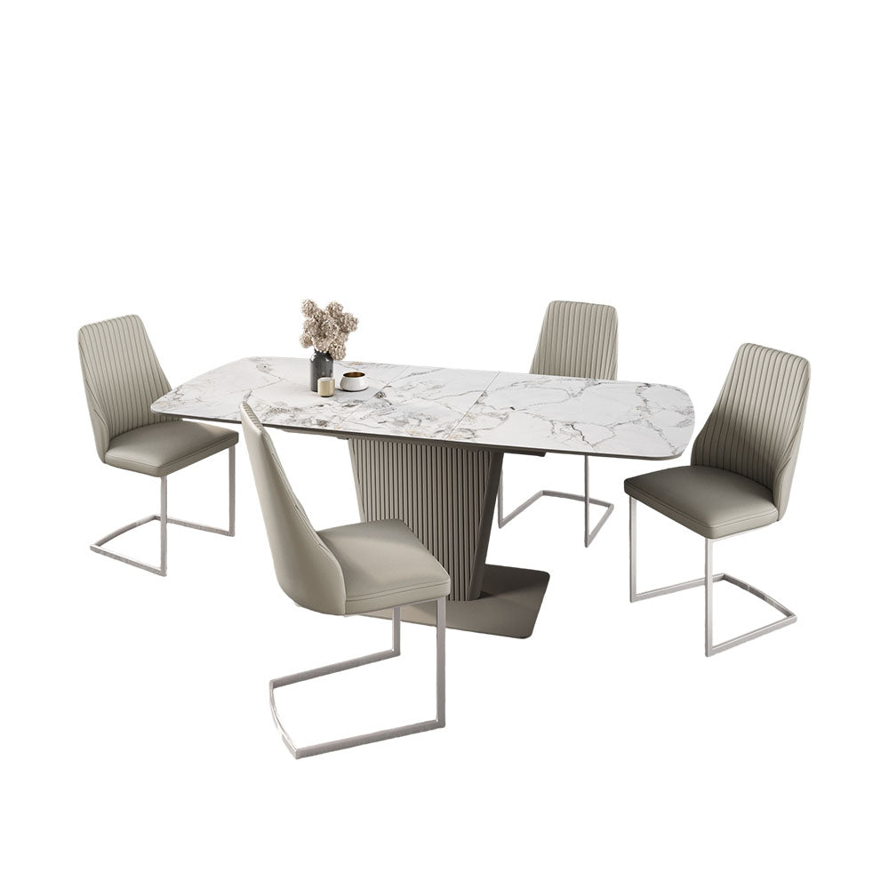 Celestia Small Champagne Extending Dining Table & 4 Dining Chairs Set Sterling Home 1