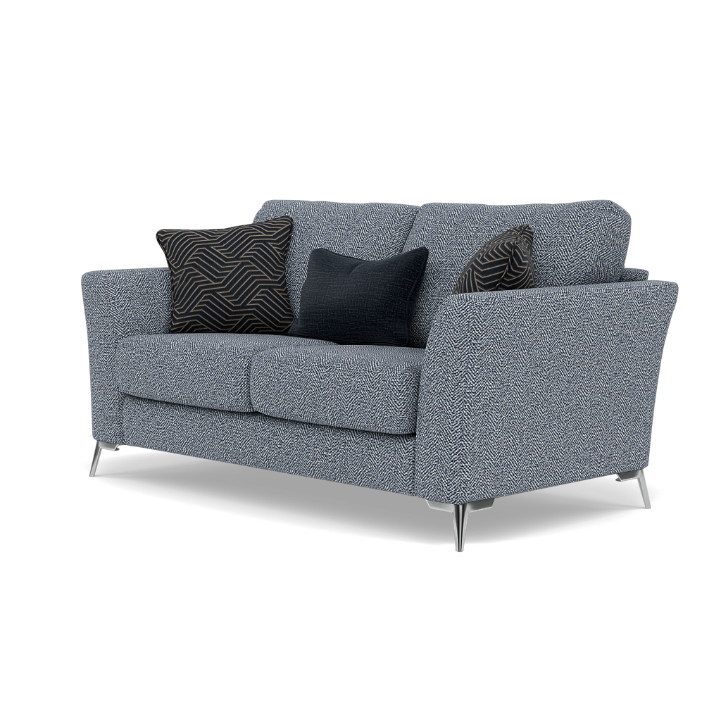 Chilton 2 Seater Sofa - 2 Seater Sofa Fabric — Chrome Feet / Barley Marine, gallery image 3