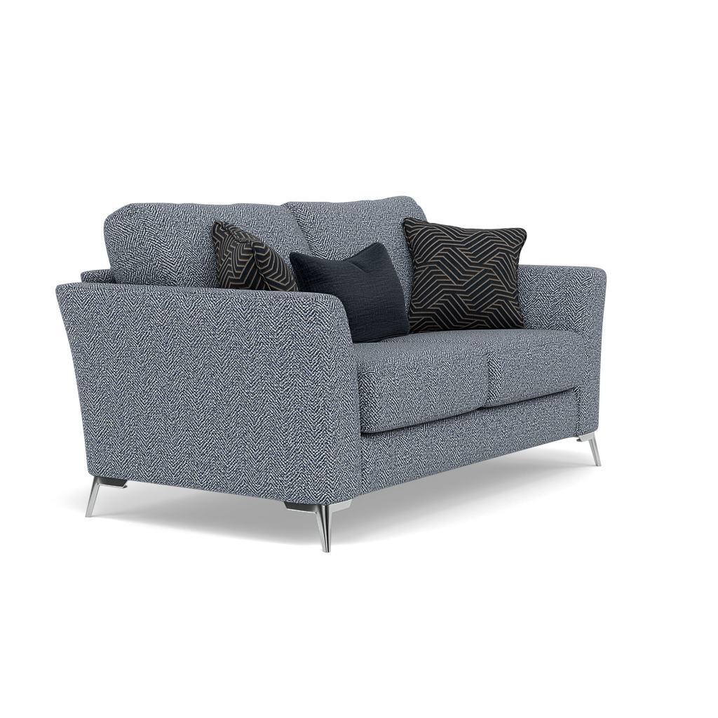 Chilton 2 Seater Sofa - 2 Seater Sofa Fabric — Chrome Feet / Barley Marine, gallery image 1